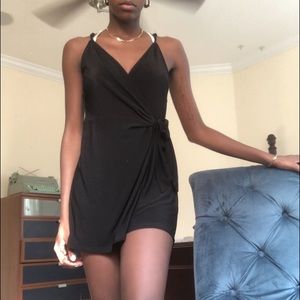 Black Express Romper - Tie Panel Dress